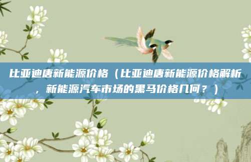 比亚迪唐新能源价格(比亚迪唐新能源价格解析,新能源汽车市场的黑马价格几何?)