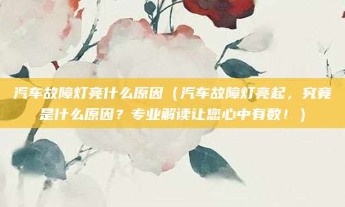 汽车故障灯亮什么原因(汽车故障灯亮起,究竟是什么原因?专业解读让您心中有数!)