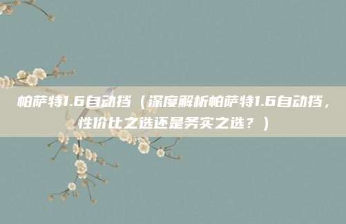帕萨特1.6自动挡(深度解析帕萨特1.6自动挡,性价比之选还是务实之选?)