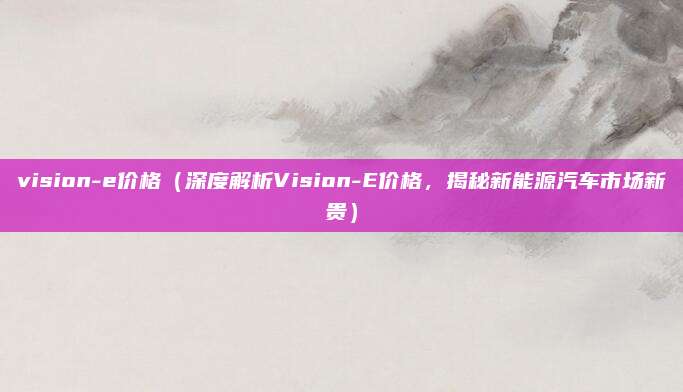 vision-e价格(深度解析Vision-E价格,揭秘新能源汽车市场新贵)