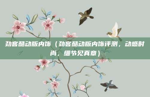 劲客酷动版内饰(劲客酷动版内饰评测,动感时尚,细节见真章)