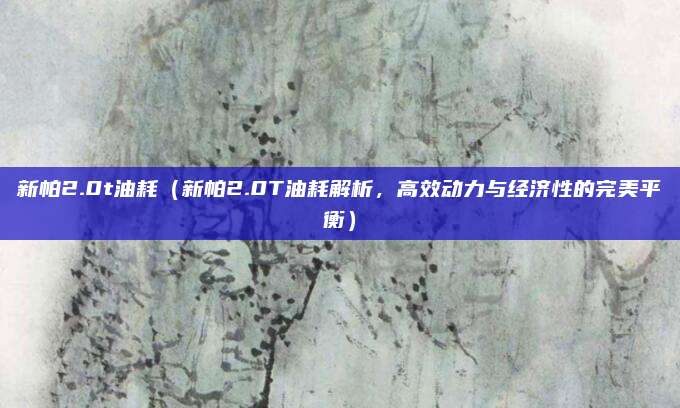 新帕2.0t油耗(新帕2.0T油耗解析,高效动力与经济性的完美平衡)