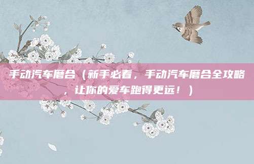 手动汽车磨合(新手必看,手动汽车磨合全攻略,让你的爱车跑得更远!)