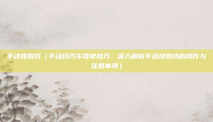 手动挂倒挡(手动挡汽车驾驶技巧,深入解析手动挂倒挡的操作与注意事项)