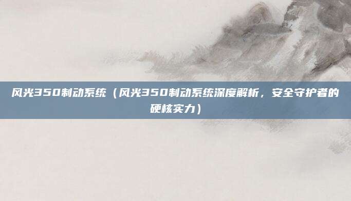 风光350制动系统(风光350制动系统深度解析,安全守护者的硬核实力)
