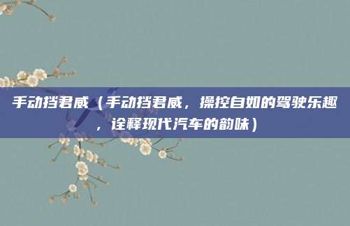 手动挡君威(手动挡君威,操控自如的驾驶乐趣,诠释现代汽车的韵味)