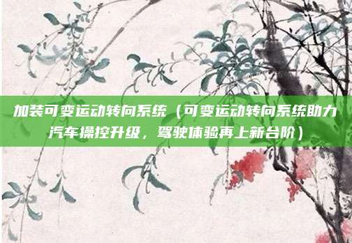 加装可变运动转向系统(可变运动转向系统助力汽车操控升级,驾驶体验再上新台阶)