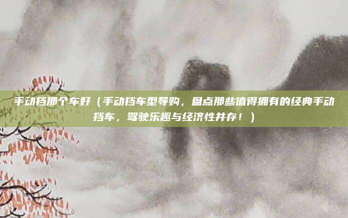 手动挡那个车好(手动挡车型导购,盘点那些值得拥有的经典手动挡车,驾驶乐趣与经济性并存!)