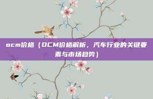 ocm价格(OCM价格解析,汽车行业的关键要素与市场趋势)