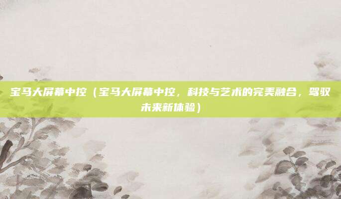 宝马大屏幕中控(宝马大屏幕中控,科技与艺术的完美融合,驾驭未来新体验)