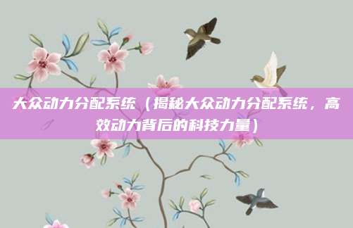大众动力分配系统(揭秘大众动力分配系统,高效动力背后的科技力量)