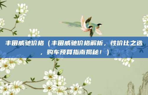 丰田威驰价格(丰田威驰价格解析,性价比之选,购车预算指南揭秘!)