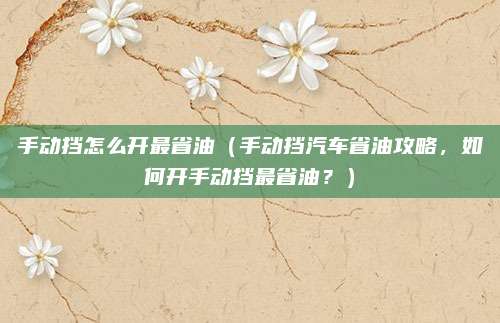 手动挡怎么开最省油(手动挡汽车省油攻略,如何开手动挡最省油?)