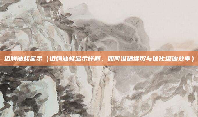 迈腾油耗显示（迈腾油耗显示详解，如何准确读取与优化燃油效率）