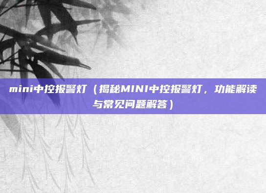 mini中控报警灯(揭秘MINI中控报警灯,功能解读与常见问题解答)