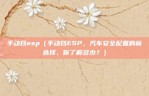 手动挡esp（手动挡ESP，汽车安全配置的新选择，你了解多少？）