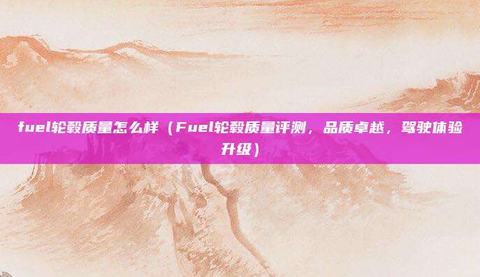 fuel轮毂质量怎么样（Fuel轮毂质量评测，品质卓越，驾驶体验升级）