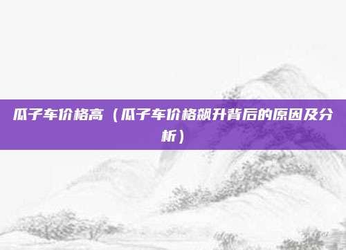 瓜子车价格高（瓜子车价格飙升背后的原因及分析）