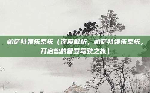 帕萨特娱乐系统（深度解析，帕萨特娱乐系统，开启您的智慧驾驶之旅）