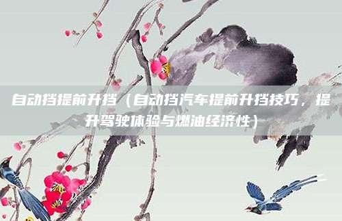 自动挡提前升挡（自动挡汽车提前升挡技巧，提升驾驶体验与燃油经济性）