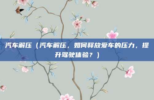 汽车解压（汽车解压，如何释放爱车的压力，提升驾驶体验？）