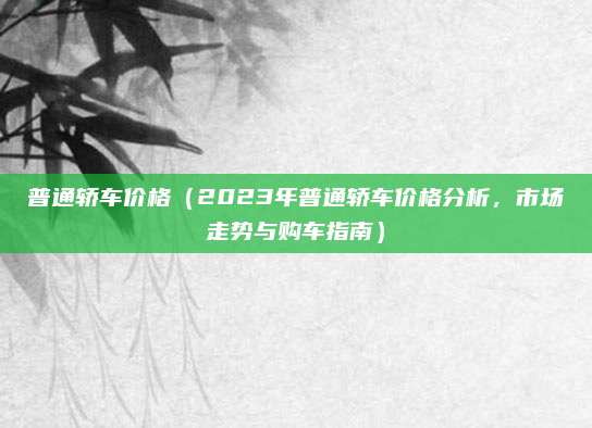普通轿车价格（2023年普通轿车价格分析，市场走势与购车指南）