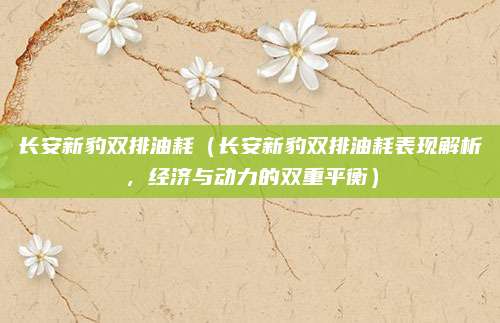 长安新豹双排油耗（长安新豹双排油耗表现解析，经济与动力的双重平衡）