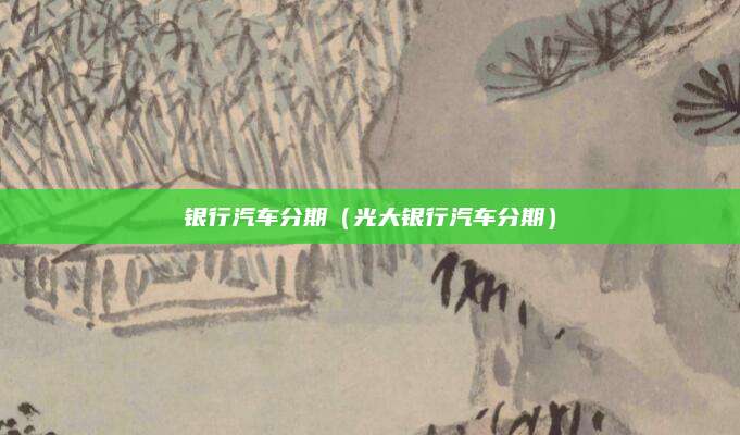 银行汽车分期(光大银行汽车分期)