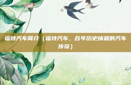 福特汽车简介（福特汽车，百年历史铸就的汽车传奇）