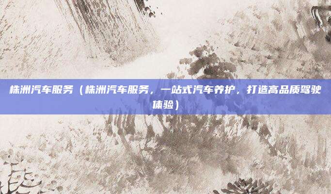 株洲汽车服务（株洲汽车服务，一站式汽车养护，打造高品质驾驶体验）