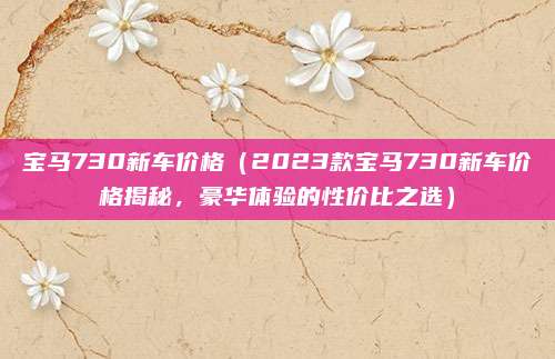 宝马730新车价格（2023款宝马730新车价格揭秘，豪华体验的性价比之选）