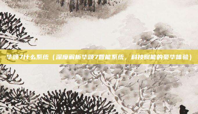 华颂7什么系统（深度解析华颂7智能系统，科技赋能的豪华体验）