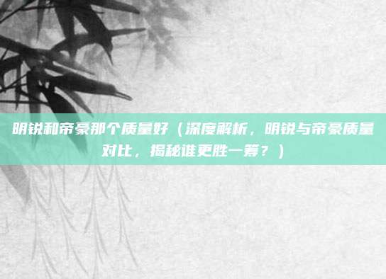明锐和帝豪那个质量好（深度解析，明锐与帝豪质量对比，揭秘谁更胜一筹？）