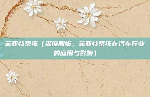 菲亚特系统(深度解析,菲亚特系统在汽车行业的应用与影响)