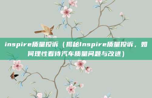 inspire质量投诉（揭秘Inspire质量投诉，如何理性看待汽车质量问题与改进）