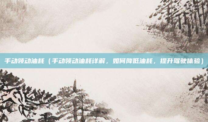 手动领动油耗（手动领动油耗详解，如何降低油耗，提升驾驶体验）