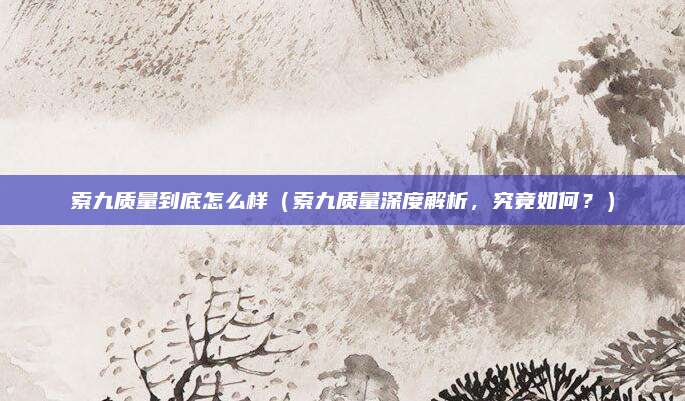 索九质量到底怎么样（索九质量深度解析，究竟如何？）