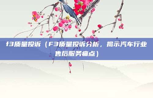 f3质量投诉（F3质量投诉分析，揭示汽车行业售后服务痛点）