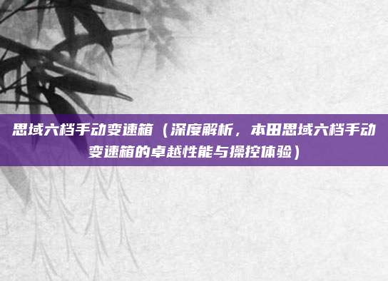 思域六档手动变速箱（深度解析，本田思域六档手动变速箱的卓越性能与操控体验）