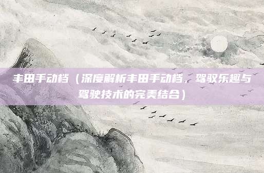 丰田手动档（深度解析丰田手动档，驾驭乐趣与驾驶技术的完美结合）