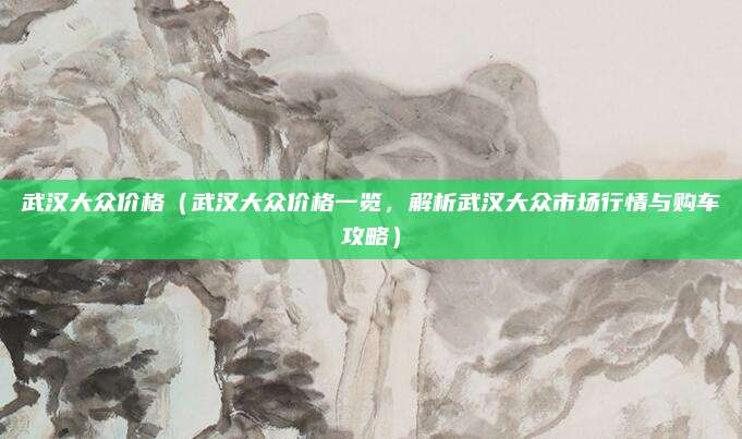 武汉大众价格（武汉大众价格一览，解析武汉大众市场行情与购车攻略）