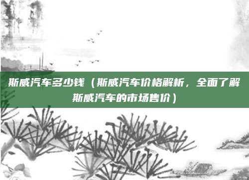 斯威汽车多少钱（斯威汽车价格解析，全面了解斯威汽车的市场售价）