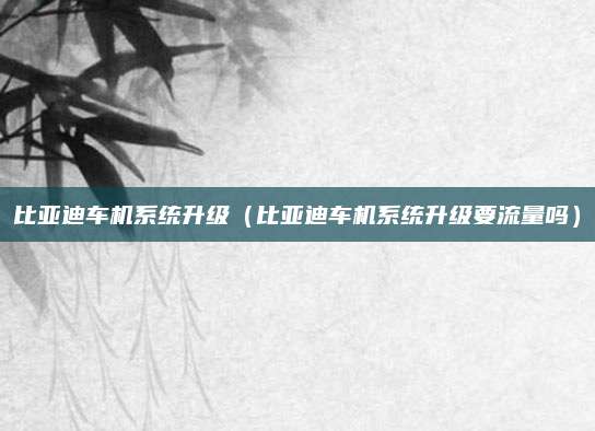 比亚迪车机系统升级(比亚迪车机系统升级要流量吗)