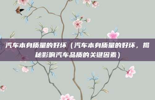 汽车本身质量的好坏（汽车本身质量的好坏，揭秘影响汽车品质的关键因素）