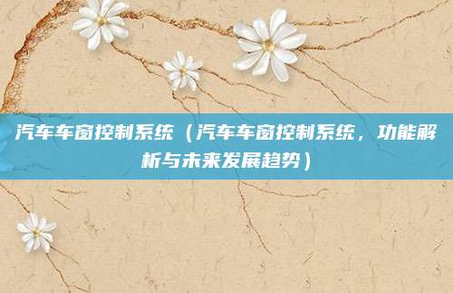 汽车车窗控制系统（汽车车窗控制系统，功能解析与未来发展趋势）