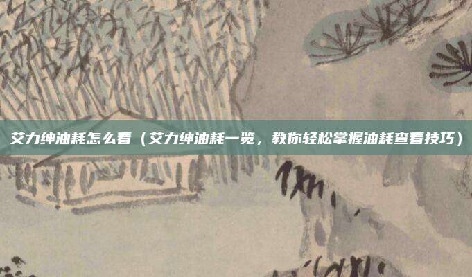 艾力绅油耗怎么看（艾力绅油耗一览，教你轻松掌握油耗查看技巧）