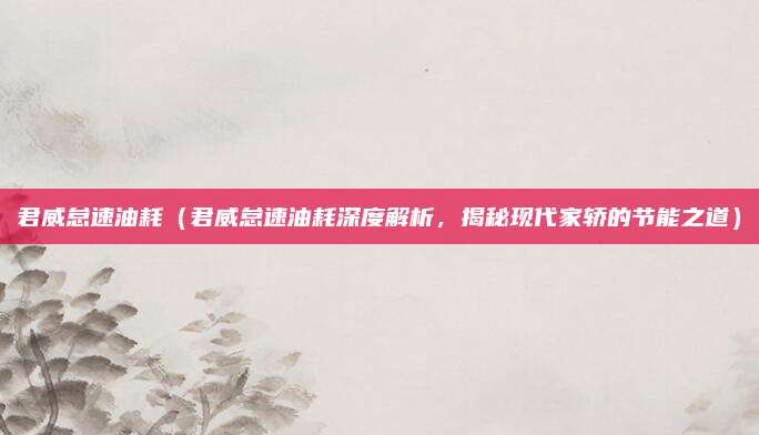 君威怠速油耗（君威怠速油耗深度解析，揭秘现代家轿的节能之道）