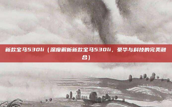 新款宝马530li（深度解析新款宝马530li，豪华与科技的完美融合）