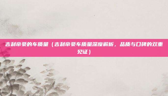 吉利帝豪的车质量（吉利帝豪车质量深度解析，品质与口碑的双重见证）