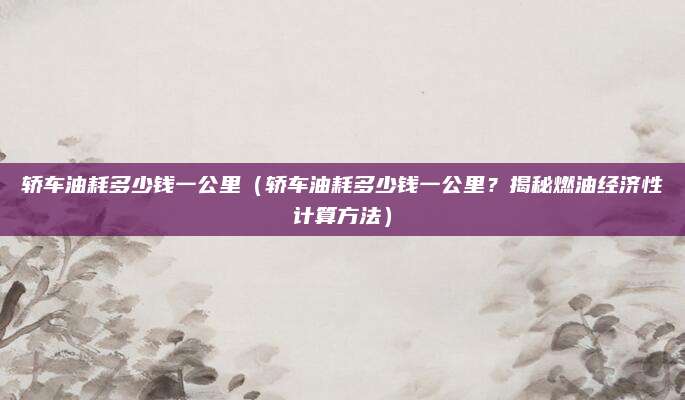 轿车油耗多少钱一公里（轿车油耗多少钱一公里？揭秘燃油经济性计算方法）